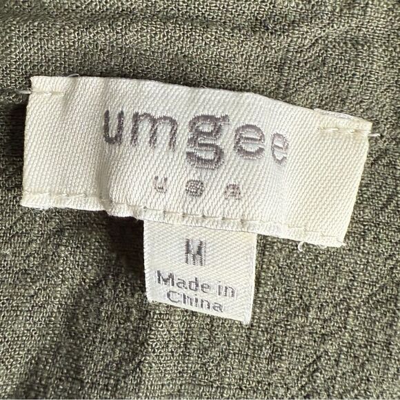 Linen Button Down Babydoll Tunic Top by Umgee CollectionOlive army green Medium - Picture 6 of 7